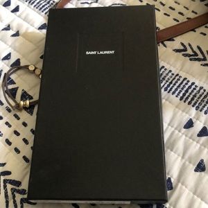 Ysl monogrammed calfskin black pouch/wristlet